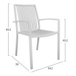 Πολυθρονα Αλουμινιου Bronca HM5130.01 Λευκη 54,2x59x83,5υεκ. - Image 2