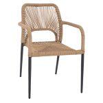 Πολυθρονα Αλουμινιου Nojo HM5771.02 Γκρι Με P.e.twist Rattan Μπεζ 55x63x82y Εκ.