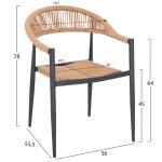 Πολυθρονα Αλουμινιου Gret HM5854.02 Ανθρακι Pε Rattan Μπεζ 56x55,5x78υ Εκ. - Image 2