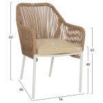 Πολυθρονα Αλουμινιου Lokki HM5855.01 Λευκο Με Σχοινι Wicker Pe Μπεζ 56x66x82υ Εκ. - Image 2