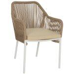 Πολυθρονα Αλουμινιου Lokki HM5855.01 Λευκο Με Σχοινι Wicker Pe Μπεζ 56x66x82υ Εκ.