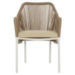 Πολυθρονα Αλουμινιου Lokki HM5855.01 Λευκο Με Σχοινι Wicker Pe Μπεζ 56x66x82υ Εκ. - Image 3