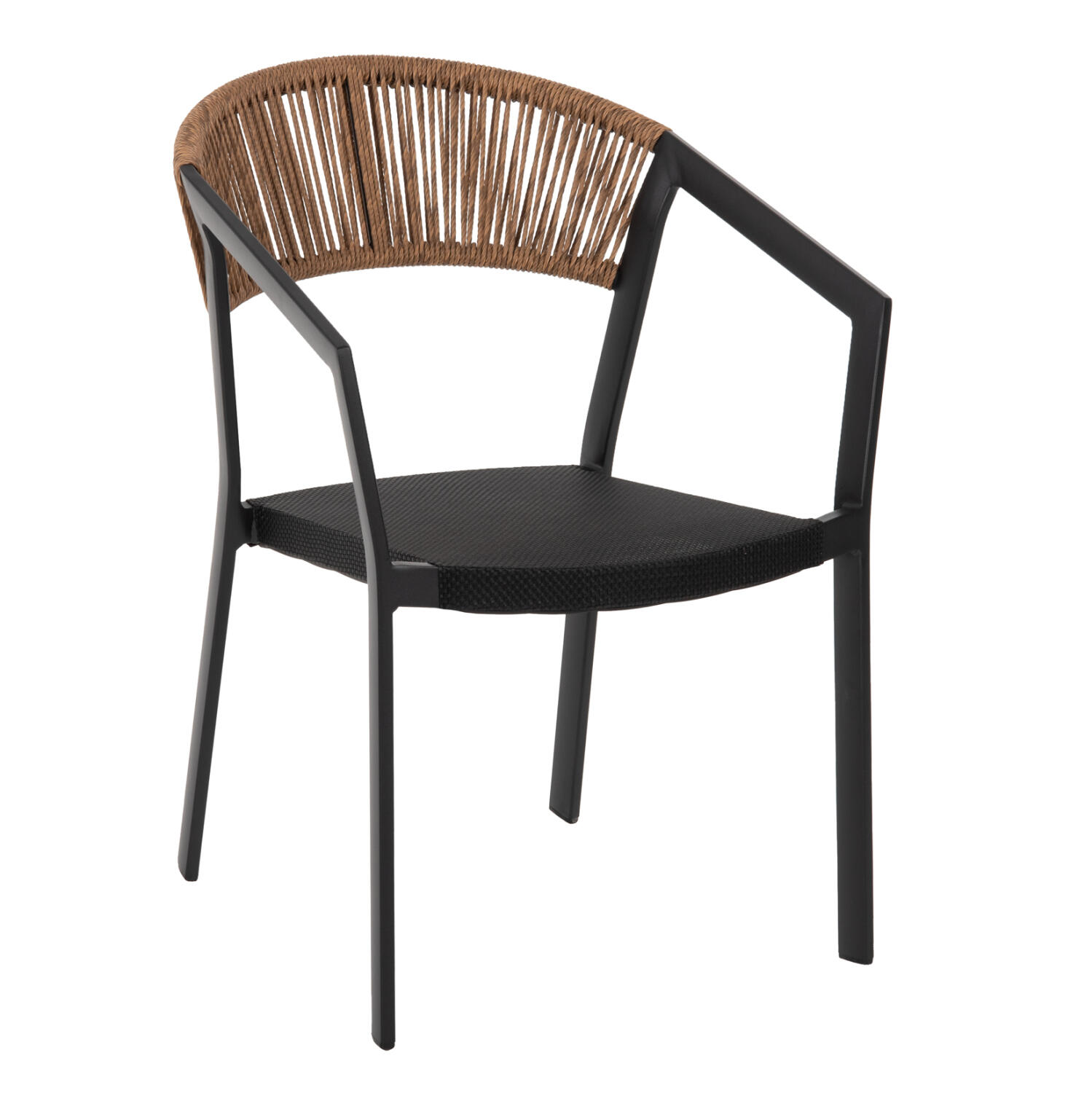 polythrona-aloyminioy-fb9589105-mayros-s Πολυθρονα Αλουμινιου Miri HM5891.05 Μαυρος Σκελετος&Textline-Μπεζ Rattan 57,5x59x81,5yεκ. - Image 1