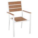 Πολυθρονα Αλουμινιου Saga HM5981.01 Λευκη-Polywood Σε Φυσικο 55x55x86υεκ.