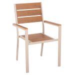 Πολυθρονα Αλουμινιου Saga HM5981.04 Σαμπανι-Polywood Σε Φυσικο 55x55x86υεκ.