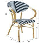 Πολυθρονα Bamboo Look HM5861.02 Μπλε-Λευκο 59x56x82yεκ. - Image 2