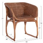 Πολυθρονα Εσωτ.χωρων Tucket HM9958.02 Φυσικο Rattan-Καρυδι Χρωμα 63x60x77υεκ - Image 2