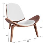 Πολυθρονα Superior Plus HM1128.13 Καρυδι Με Λευκο Μαξιλαρι PU 89x83x76y Εκ. - Image 2