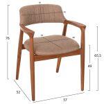 Πολυθρονα James HM18259 Teak Wood Με Σαμπανι Υφασμα 57x52x76υεκ. - Image 2