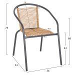 Πολυθρονα Swifter HM5969.02 Μεταλλο Γκρι-Συνθ. Rattan Σε Φυσικο 54x61x75υεκ. - Image 2