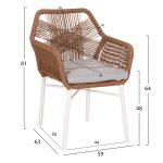 Πολυθρονα Topin HM6048.11 Αλουμινιο Λευκο-P.e. Rattan Μπεζ 59x63x81υεκ - Image 2