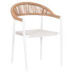 Πολυθρονα Berg HM6284.01 Αλουμινιο & Textilene Λευκο--P.e.twisted Rattan 55x56x79υεκ