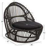Πολυθρονα Entropy HM9840.03 Φυσικο Rattan Με Μαξιλαρι-Μαυρο 80x97x85υεκ. - Image 2