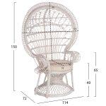 Πολυθρονα Royal Peacock HM9342.02 Rattan Σε Λευκο-Μαξιλαρι Λευκο 114x72x150yεκ. - Image 2