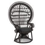 Πολυθρονα Royal Peacock HM9342.03 Rattan Μαυρο-Μαξιλαρι Μαυρο 114x72x150yεκ.