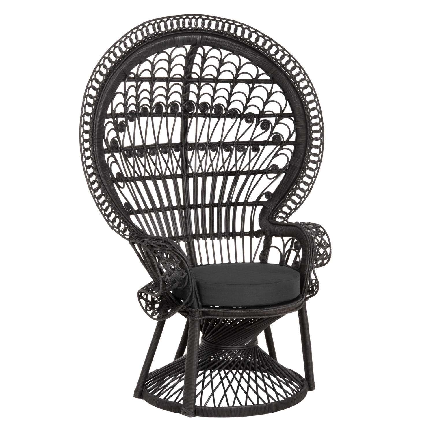polythrona-fb9934203-rattan-mayro-maxila Πολυθρονα Royal Peacock HM9342.03 Rattan Μαυρο-Μαξιλαρι Μαυρο 114x72x150yεκ. - Image 1