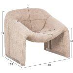 Πολυθρονα Spiner HM9599.08 Μπεζ Μπουκλε Υφασμα 81x64x74υεκ. - Image 2