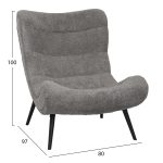Πολυθρονα Brym HM9605.11 Γκρι Μπουκλε Υφασμα-Μαυρα Ξυλινα Ποδια 80x97x100υ Εκ. - Image 2