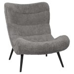 Πολυθρονα Brym HM9605.11 Γκρι Μπουκλε Υφασμα-Μαυρα Ξυλινα Ποδια 80x97x100υ Εκ.