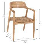 Πολυθρονα Kingsley HM9634.01 Ξυλο Teak & Ψαθα Σε Φυσικο Χρωμα 57,5x54x80yεκ. - Image 2