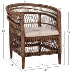 Πολυθρονα Malawi HM9635.01 Ξυλο Μαονι & Rattan--Β'διαλογης 80x70x86υεκ. - Image 2