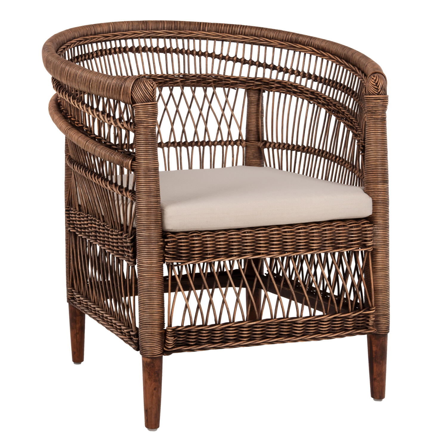 polythrona-fb9963501-xylo-maoni-me-ratta Πολυθρονα Malawi HM9635.01 Ξυλο Μαονι & Rattan--Β'διαλογης 80x70x86υεκ. - Image 1