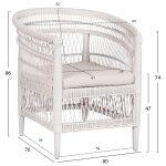 Πολυθρονα Malawi HM9635.02 Ξυλο Μαονι Με Rattan Λευκο--Β'διαλογης 80x70x86υεκ. - Image 2