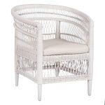 Πολυθρονα Malawi HM9635.02 Ξυλο Μαονι Με Rattan Λευκο--Β'διαλογης 80x70x86υεκ.