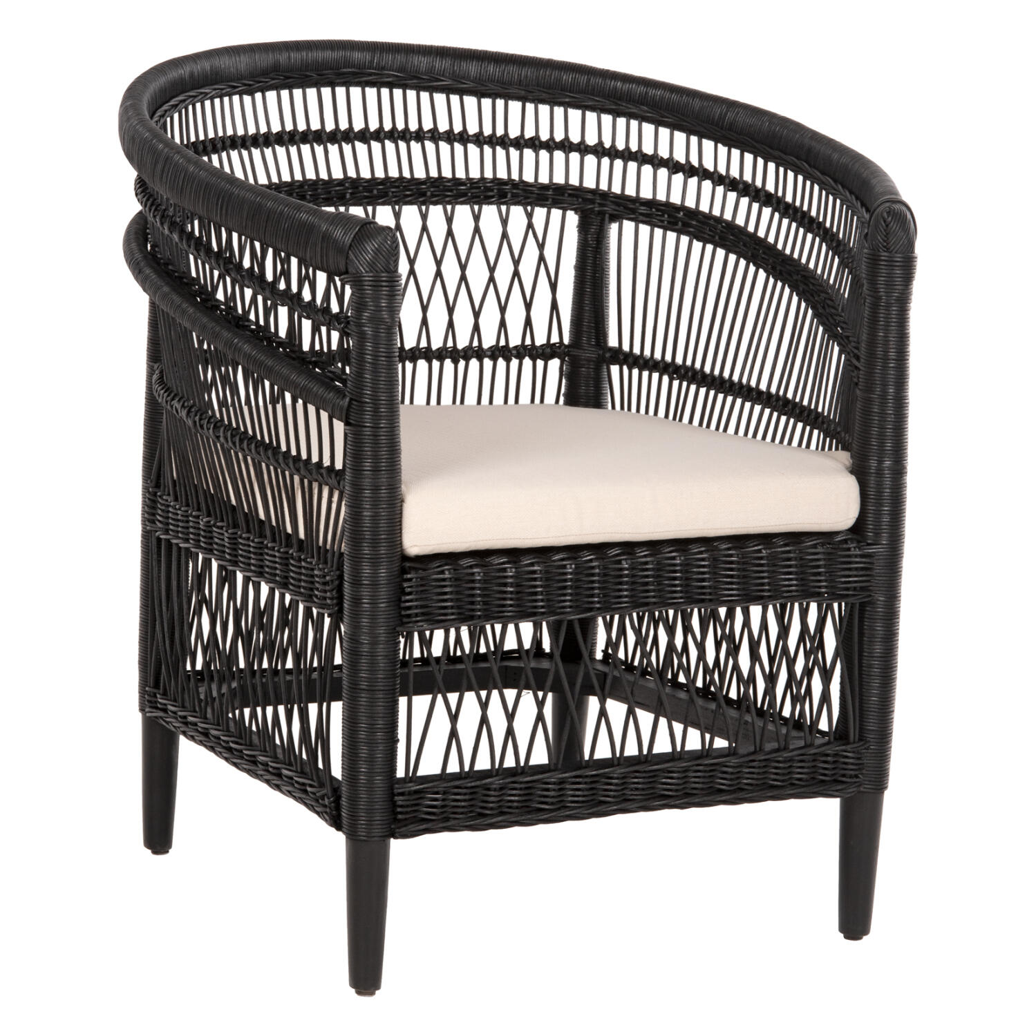 polythrona-fb9963503-xylo-maoni-me-ratta Πολυθρονα Malawi HM9635.03 Ξυλο Μαονι Με Rattan Μαυρο--Β'διαλογης 80x70x86υεκ. - Image 1