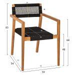 Πολυθρονα Charlotte HM9637.02 Ξυλο Teak & Μαυρο Σχοινι--B'διαλογης 59x54x83y - Image 2
