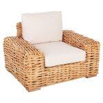 Πολυθρονα Tropel HM9810 Ξυλο Mango-Rattan Φυσικο-Λευκα Μαξιλαρια 110x88x70-85υεκ.