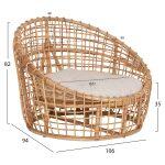 Πολυθρονα Ento HM9814 Rattan Σε Φυσικο-Μπεζ Μαξιλαρι 85x75x67yεκ. - Image 2
