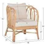 Πολυθρονα Estor HM9817 Rattan Σε Φυσικο-Λευκο Μαξιλαρι 78x75x92υ Εκ. - Image 2