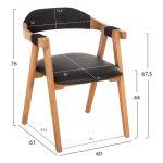 Πολυθρονα Rimini HM9867.02 Ξυλο Teak Φυσικο-Μαυρο Σχοινι & PU Καθισμα 60x61x76υεκ. - Image 2