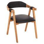 Πολυθρονα Rimini HM9867.02 Ξυλο Teak Φυσικο-Μαυρο Σχοινι & PU Καθισμα 60x61x76υεκ.