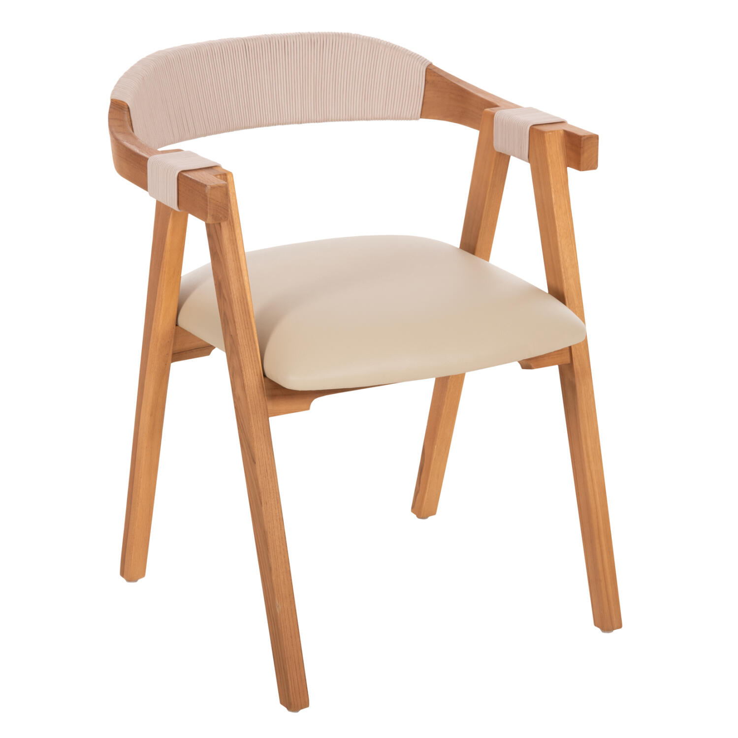 polythrona-fb9986707-xylo-teak-fysiko-mp Πολυθρονα Rimini HM9867.07 Ξυλο Teak Φυσικο-Μπεζ Σχοινι & PU Καθισμα 60x61x75,5υεκ. - Image 1