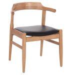 Πολυθρονα Cersei HM9946.01 Rubberwood Σε Light Oak & PU Σε Μαυρο 57x53x72υεκ