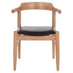 Πολυθρονα Cersei HM9946.01 Rubberwood Σε Light Oak & PU Σε Μαυρο 57x53x72υεκ - Image 3