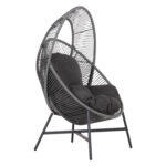 Πολυθρονα-Φωλια Ruler HM6506.01 Γκρι Μεταλλο-P.e.rattan-Μαξιλαρια 90x85x154υεκ
