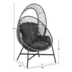 Πολυθρονα-Φωλια Ruler HM6506.01 Γκρι Μεταλλο-P.e.rattan-Μαξιλαρια 90x85x154υεκ - Image 2