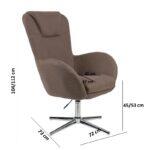 Πολυθρονα Fylliana Με Υφασμα μυ-9251 Καφε Χρωμα 72x73x100/104εκ - Image 3