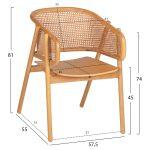 Πολυθρονα Kenlee HM9872 Φραξινος Και Φυσικο Rattan Rattan Σε Φυσικο 57,5x55x81yεκ. - Image 2