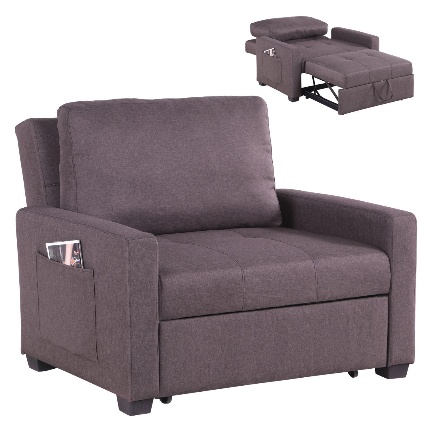 polythrona-krebati-fb9308301-kafe-yfasma Πολυθρονα-Κρεβατι Kanna HM3083.01 Καφε Υφασμα 112x96x85υεκ. - Image 1