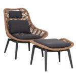 Πολυθρονα Lounge Με Υποποδιο Remvazzo HM6561.01 Αλουμινιο Γκρι--Wicker 90x85x96υεκ