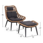 Πολυθρονα Lounge Με Υποποδιο Remvazzo HM6561.01 Αλουμινιο Γκρι--Wicker 90x85x96υεκ - Image 2