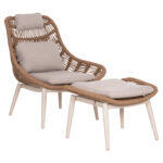 Πολυθρονα Lounge Με Υποποδιο Remvazzo HM6561.02 Αλουμινιο Μπεζ--Wicker 90x85x96υεκ