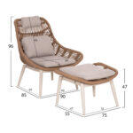 Πολυθρονα Lounge Με Υποποδιο Remvazzo HM6561.02 Αλουμινιο Μπεζ--Wicker 90x85x96υεκ - Image 2