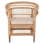 Πολυθρονα Malawi HM9635.04 Ξυλο Μαονι Επενδυση Rattan Λευκο Μαξιλαρι Καθισματος 80x70x86υεκ. - Image 3