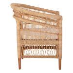 Πολυθρονα Malawi HM9635.04 Ξυλο Μαονι Επενδυση Rattan Λευκο Μαξιλαρι Καθισματος 80x70x86υεκ. - Image 4