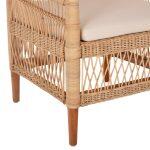 Πολυθρονα Malawi HM9635.04 Ξυλο Μαονι Επενδυση Rattan Λευκο Μαξιλαρι Καθισματος 80x70x86υεκ. - Image 8